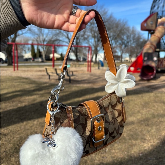 Coach Brown and Tan Handbag with White Accents - Picture 3 of 10